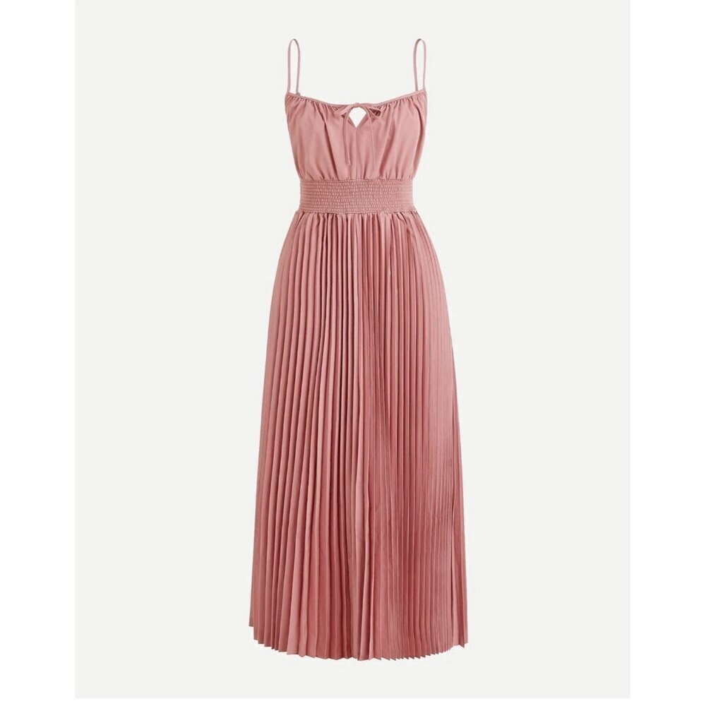 J Crew Smocked Waist Pleated Midi Dress Cottage Milk Maid Feminine Size 00